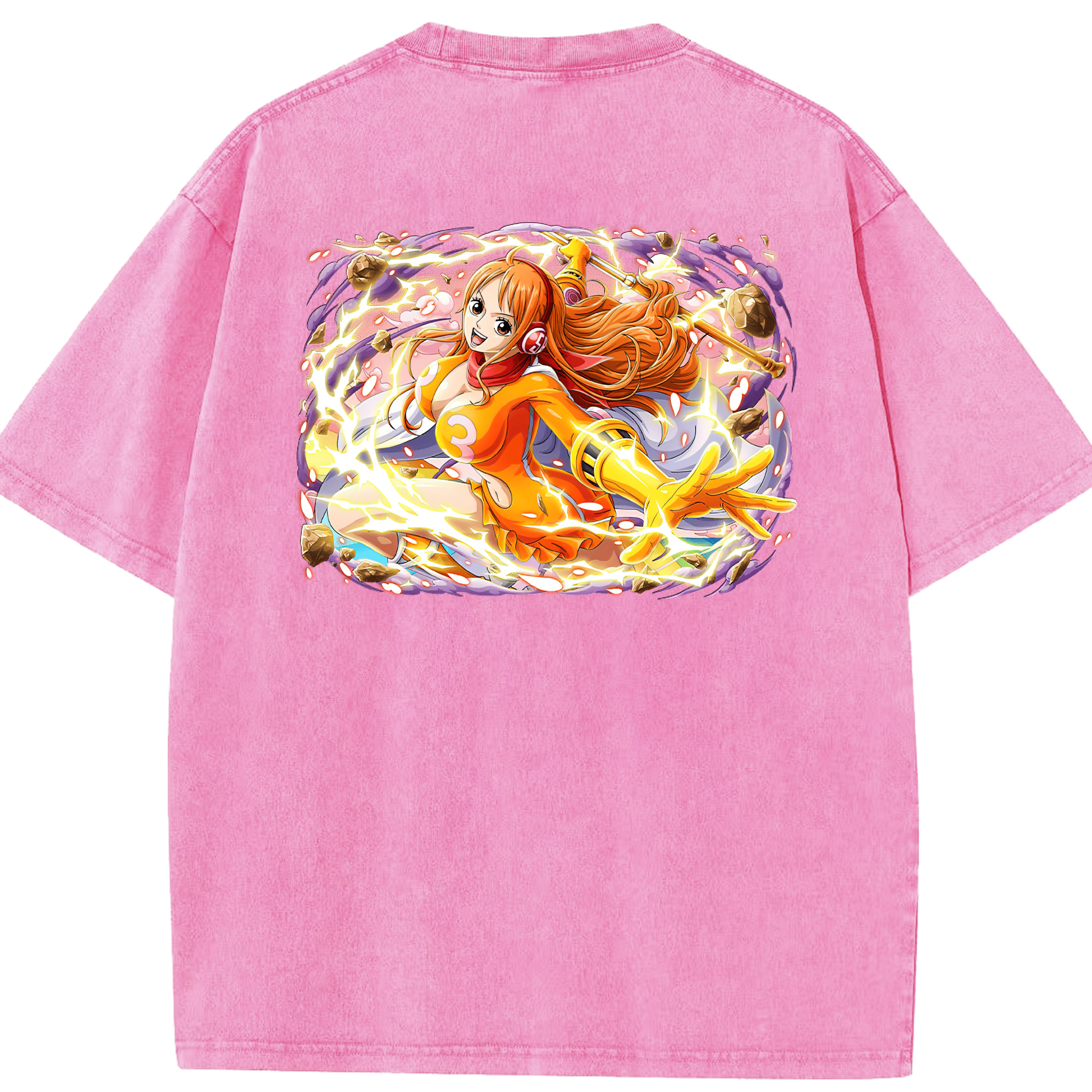 ワンピース ナミ ONE PIECE Nami 綿100% ヴィンテージ風 半袖Tシャツ（背面プリント）